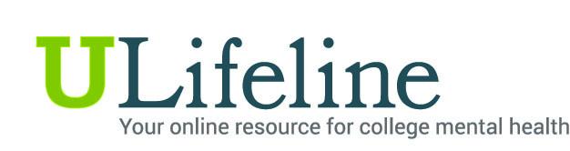 ULifeline logo and text reads, "Your online resource for college mental health"