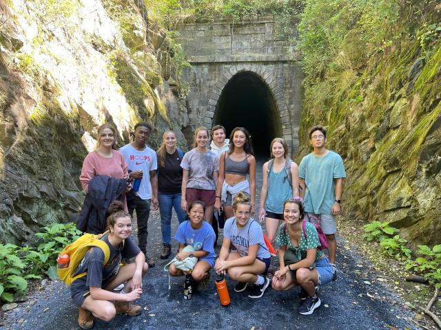 Students in front of the Blue Ridge Tunnel